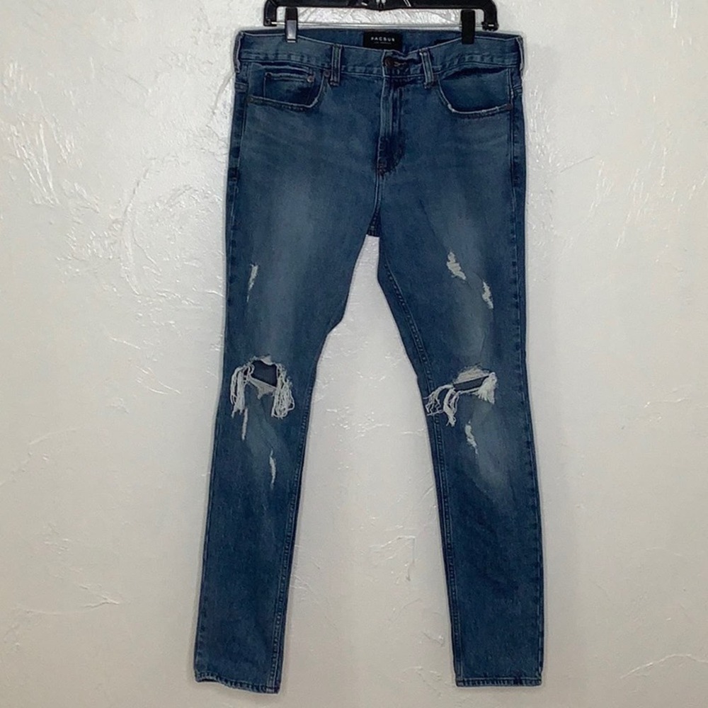 Pacsun Destructed Stacked Skinny ripped jeans men size 32 X 30 EUC